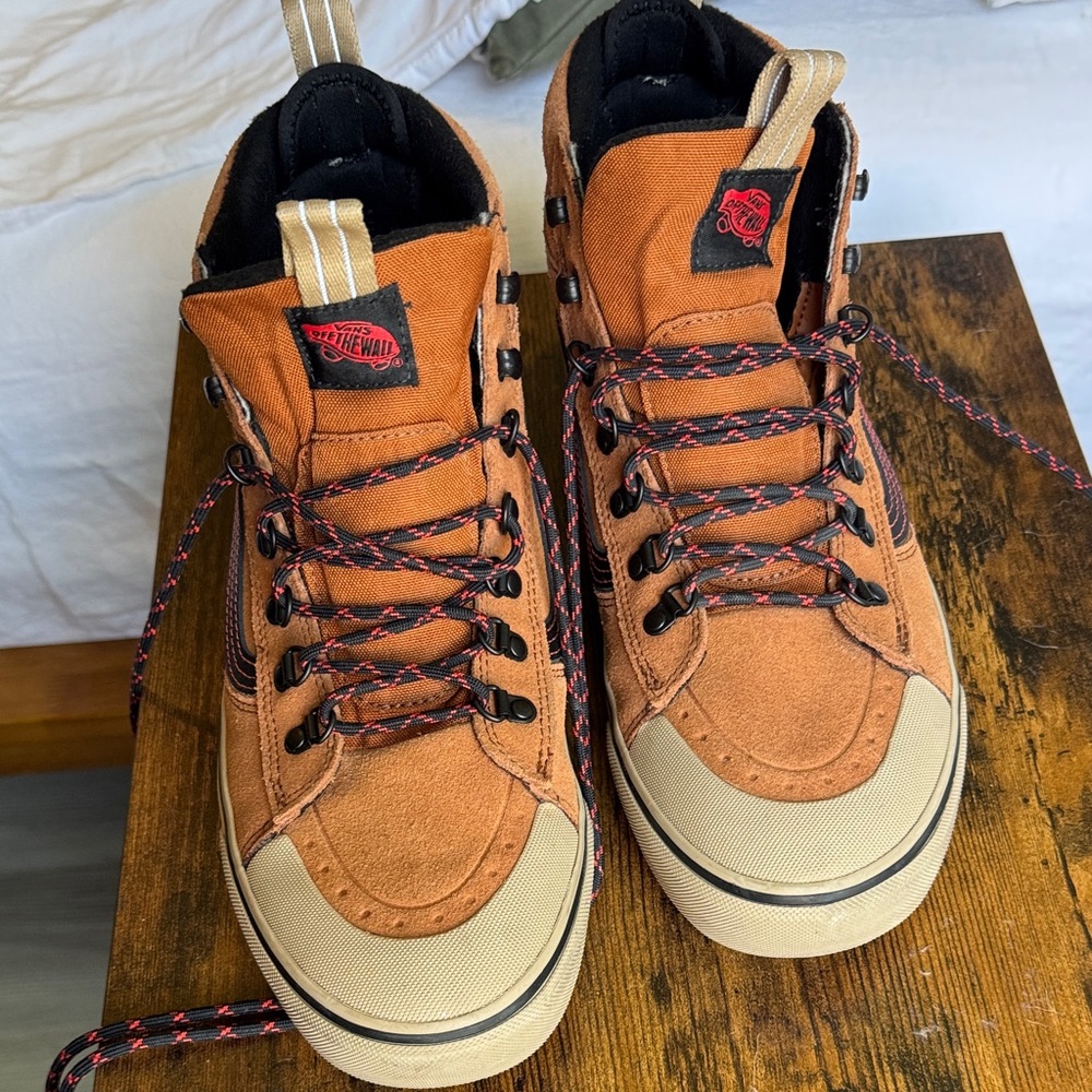 Vans Men's Tan and Black High-Top Sneakers